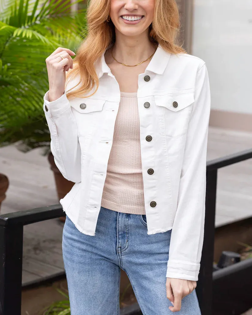 Grace & Lace Soft Wash Denim Jacket - White