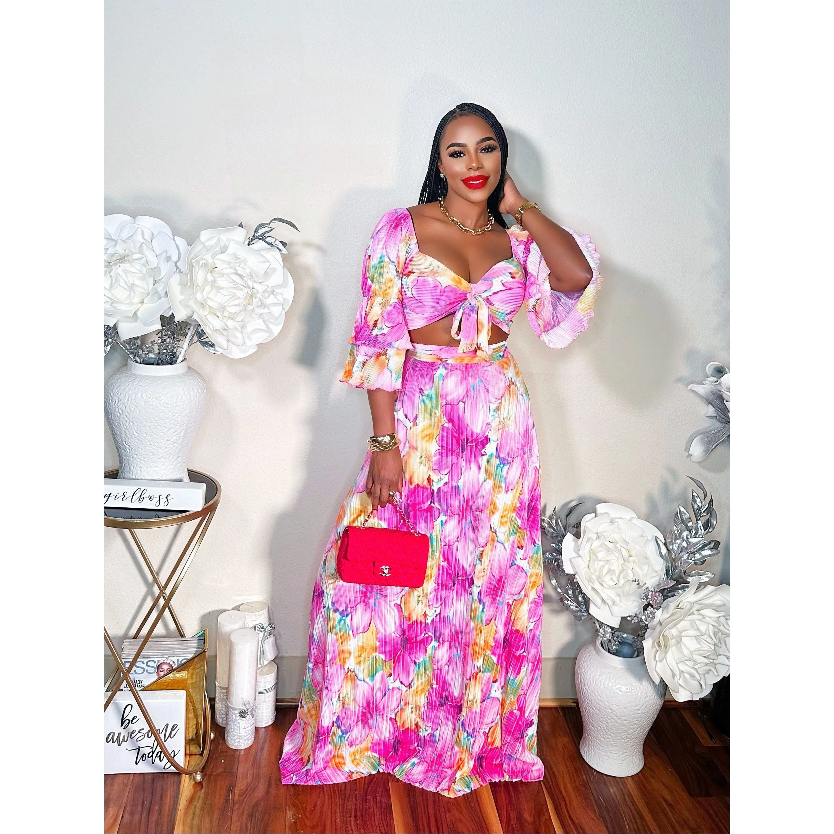 KIMBERLY 2 PIECE SET PINK FLORAL (RESTOCK)