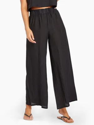 Tallows Wide Leg Pant in Black EcoLinen