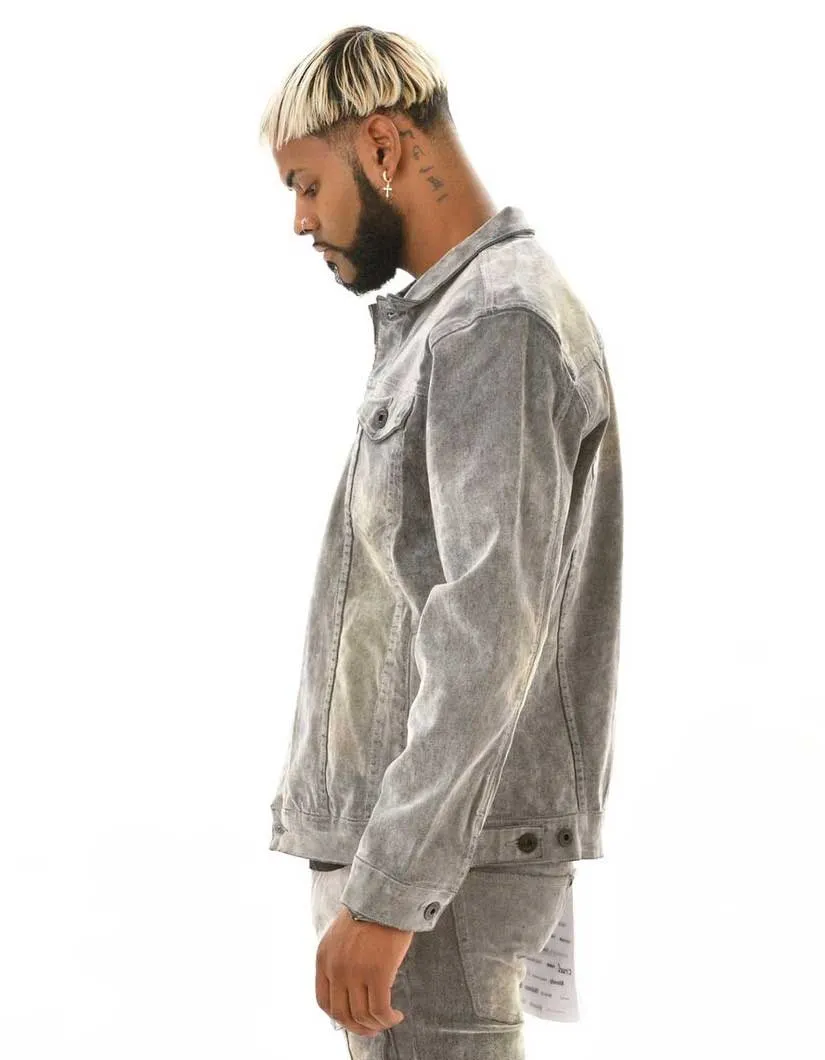 Velvet coated denim jacket